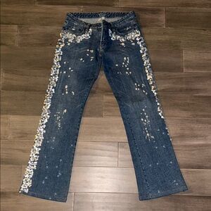 Bebe Sequin Embellished Boot Cut Jeans